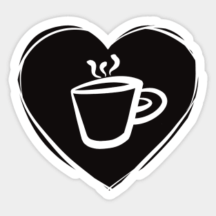 Black Heart Coffee Red Background Sticker